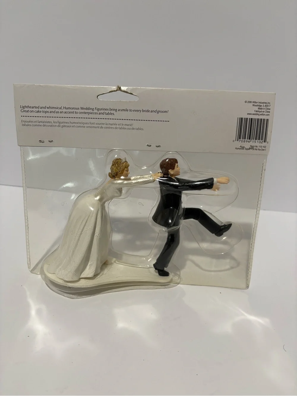 Wilton Humorous Wedding Cake Topper Figurine Bride Dragging Groom 115-102 NIB